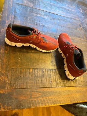 On Running Women's Athletic Shoes in Red with White Sole